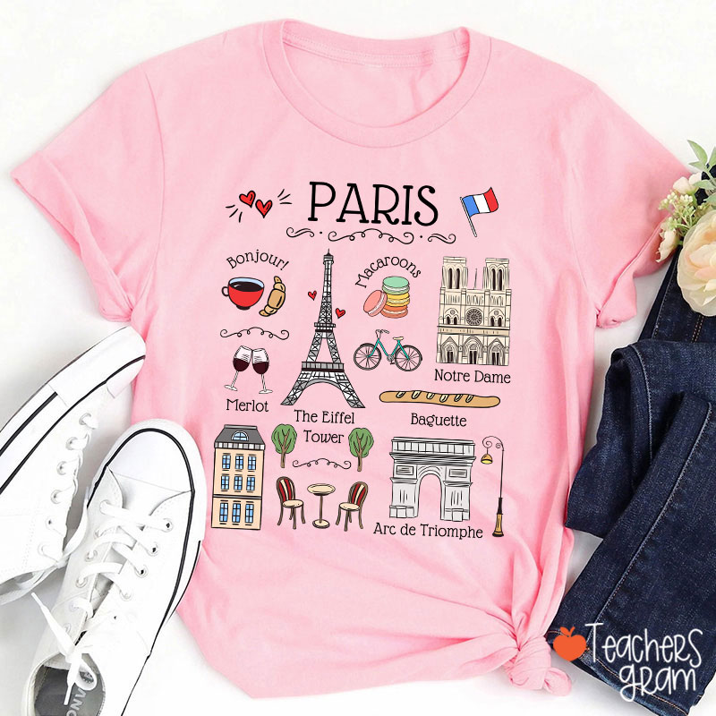 Eiffel Tower French Landmarks French Teacher T-Shirt