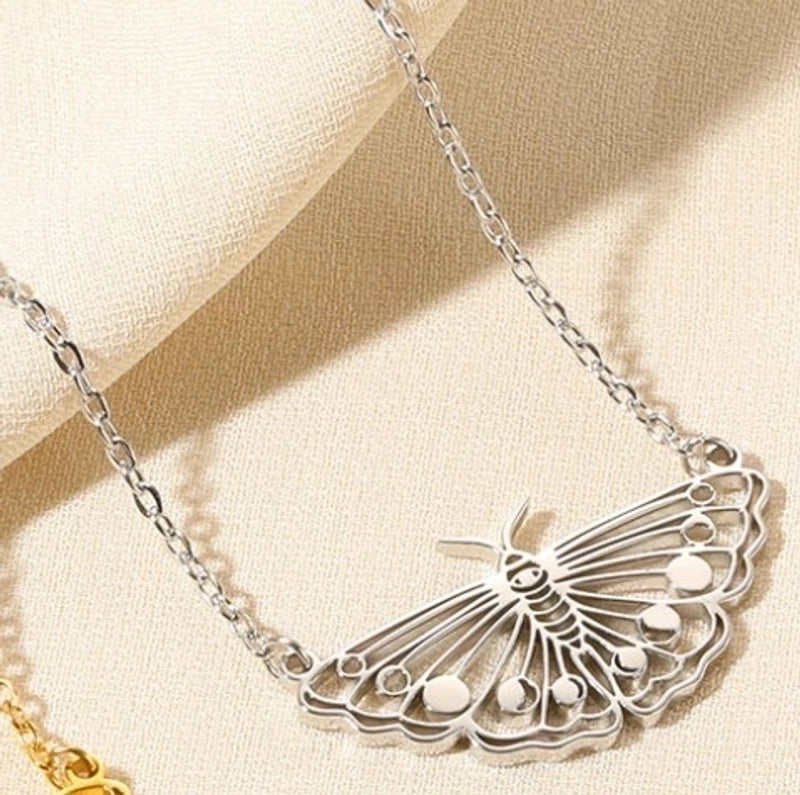 Minimalist Devil's Eye Heart Shape Butterfly Stainless Steel Plating Hollow Out Pendant Necklace