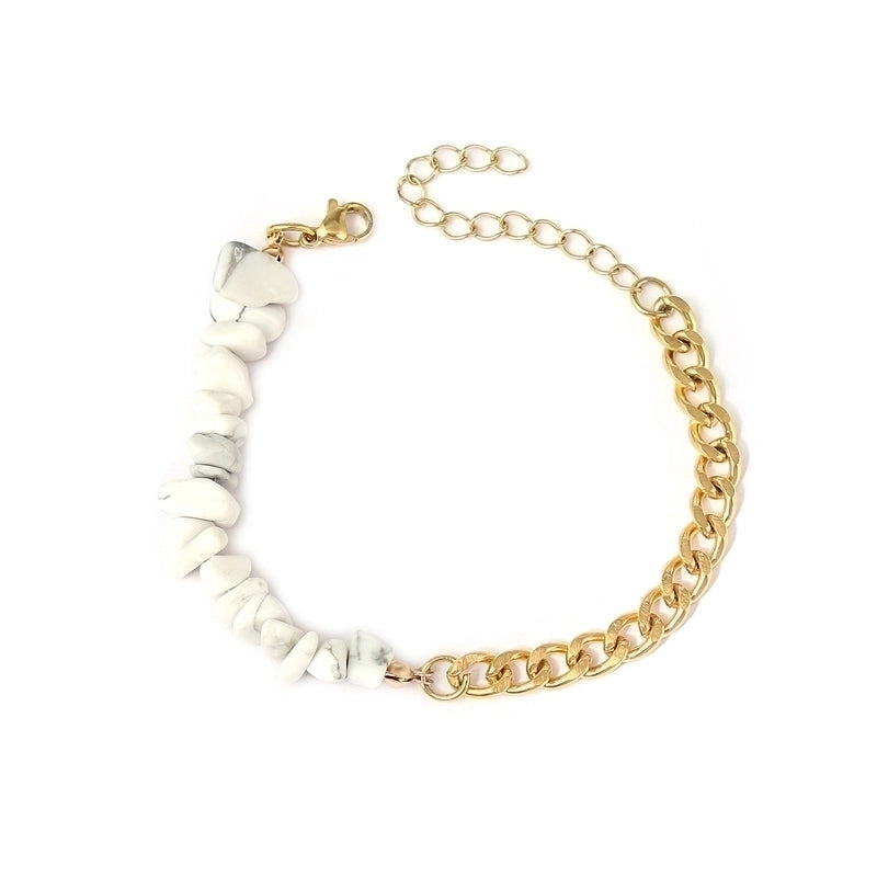 Vacation Color Block 304 Stainless Steel Natural Stone 18K Gold Plated Bracelets In Bulk
