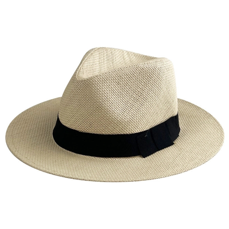 Unisex Minimalist Solid Color Wide Eaves Straw Hat