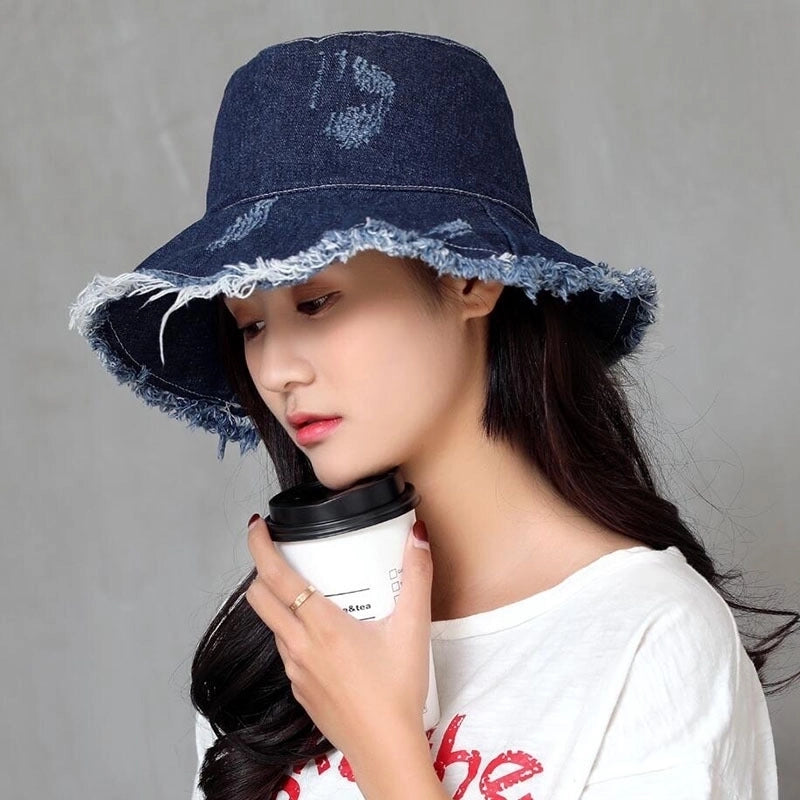 Women's Minimalist Commute Solid Color Patchwork Crimping Bucket Hat