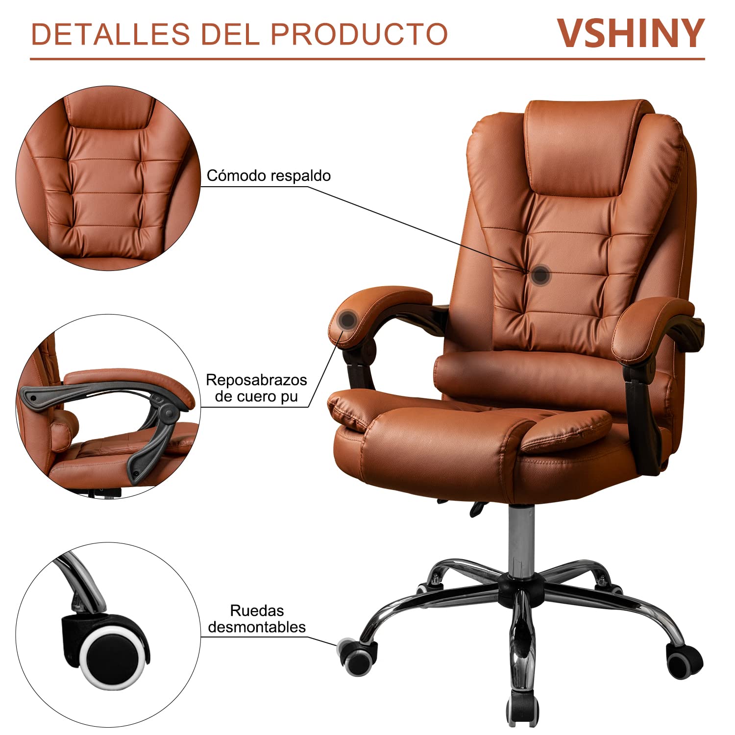 VSHINY Sillas de Oficina Ergonómicas,Silla de computadora,Silla Gamer,Silla de Ordenador,Cómodo sillón Giratorio de Oficina con cojín Acolchado