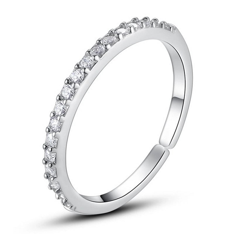 Minimalist Solid Color Copper Plating Inlay Artificial Diamond Rings 1 Piece