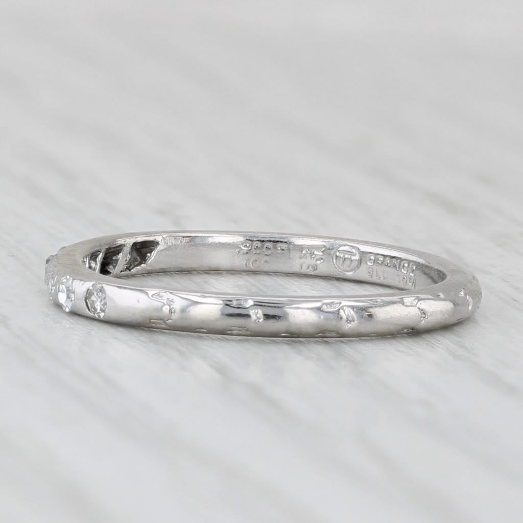 Traub Orange Blossom Art Deco Wedding Band Platinum Stackable Ring Size 4.75