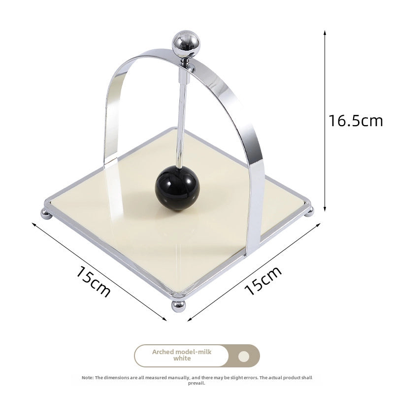 Light Luxury Square Tissue Holder With Ball Cream Style Hotel Restaurant Pressure Paper Holder Vertical Retro Tissue Holder