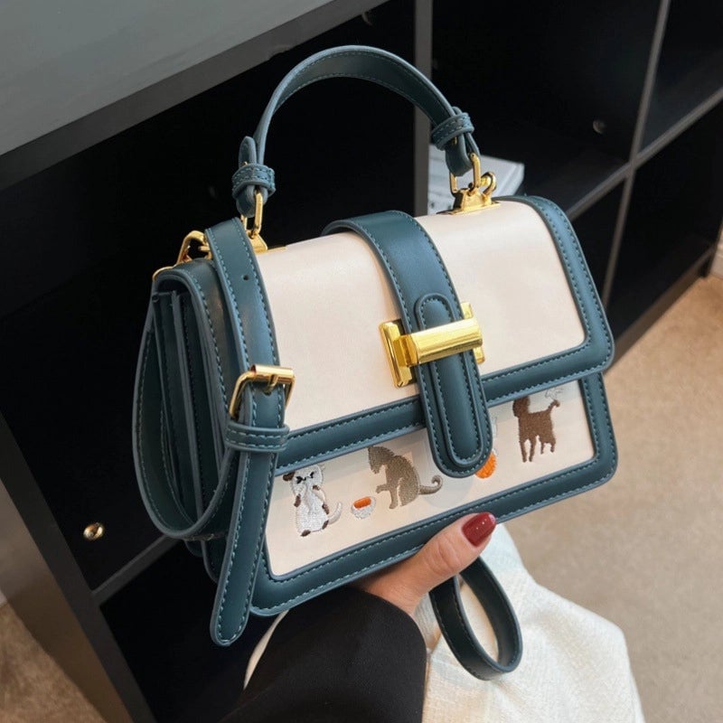 Women's Small Pu Leather Solid Color Vintage Style Classic Style Magnetic Buckle Handbag