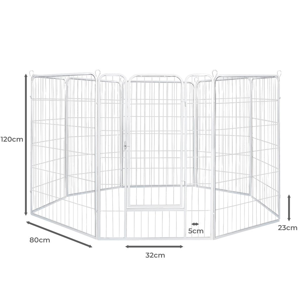 8 Panel 48'' Puppy Exercise Playpen Enclosure - White