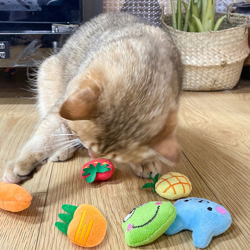 Cat Toy Catnip Fruit Animal Plush Toy Pet Toy Pineapple Strawberry Frog