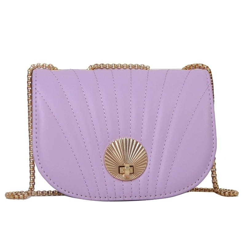 Women's Pu Leather Solid Color Cute Semicircle Flip Cover Shoulder Bag Crossbody Bag