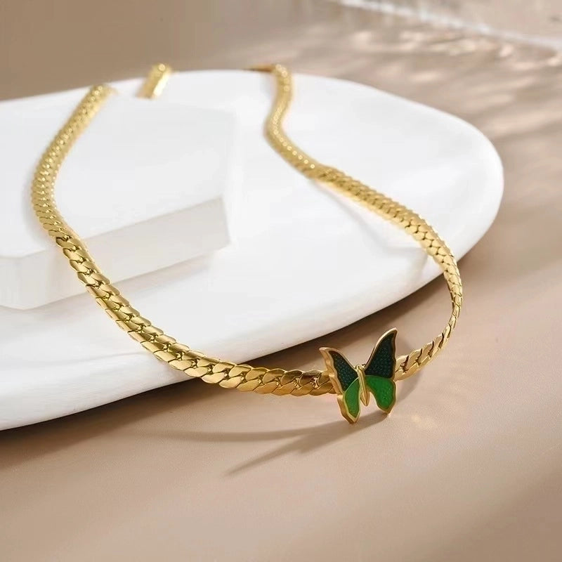 Retro Butterfly 304 Stainless Steel 18K Gold Plated Acrylic Stainless Steel Bracelets In Bulk