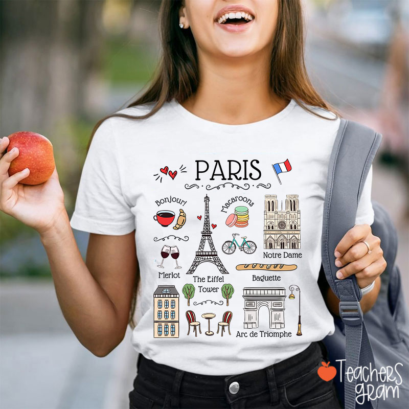 Eiffel Tower French Landmarks French Teacher T-Shirt