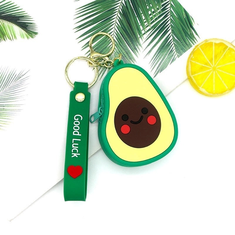 Unisex Fruit Silica Gel Zipper Coin Purses