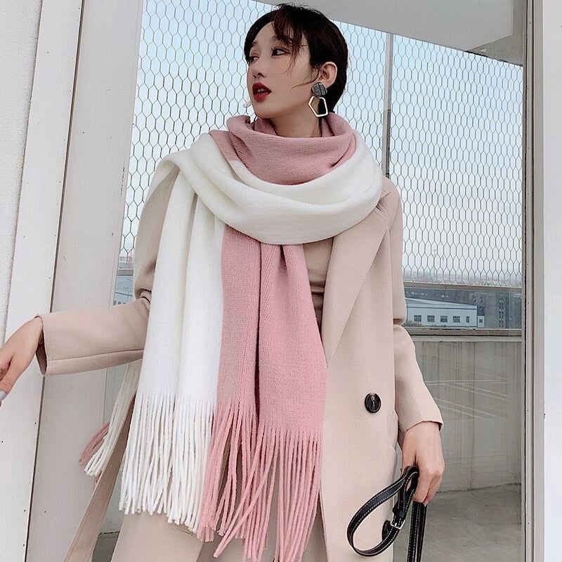 Scarf Women's Winter Versatile Cute Student Thickened Wool Warm Internet Celebrity Scarf Men