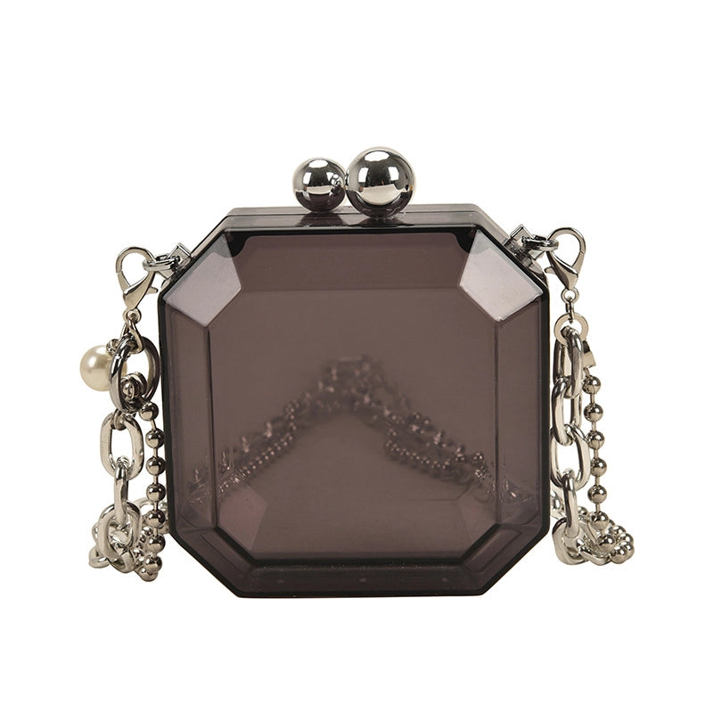Women's Arylic Solid Color Streetwear Square Lock Clasp Shoulder Bag Crossbody Bag Chain Bag