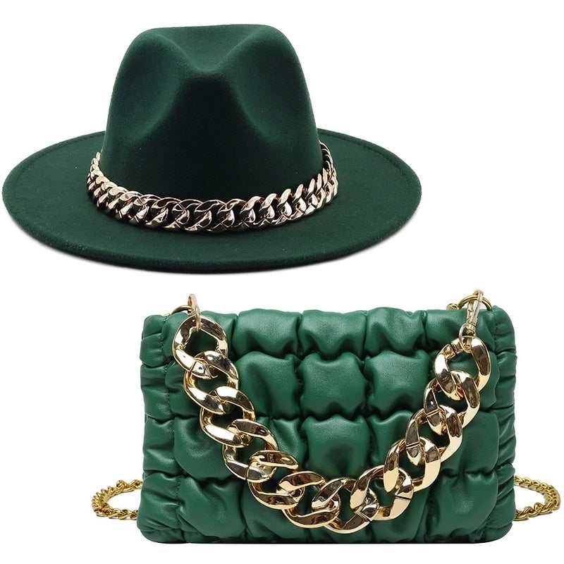 British European And American Big Brimmed Hat Chain Big Brimmed Felt Hat