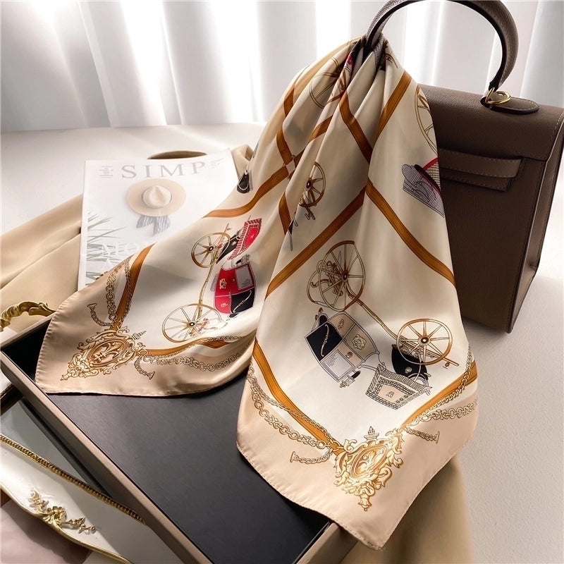 Women's Elegant Minimalist Color Block Polyester Printing Silk Scarf