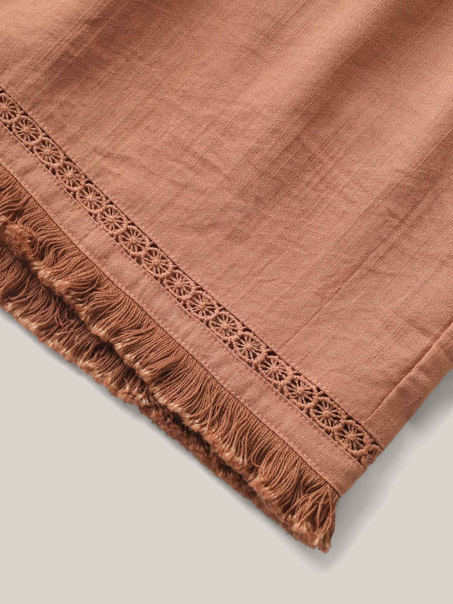 Tassel Hem Solid Shorts