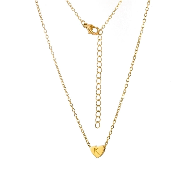 Stainless Steel Titanium Steel 18K Gold Plated Minimalist Letter Heart Shape None Pendant Necklace