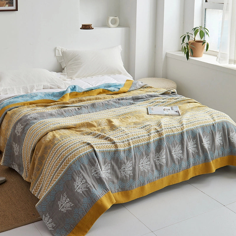 Towel Quilt Pure Cotton Five-Layer Gauze Towel Blanket Four Seasons Office Single Double Nap Blanket Quilt
