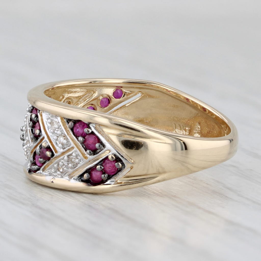 0.18ctw Ruby Diamond Ring 14k Yellow Gold Size 7