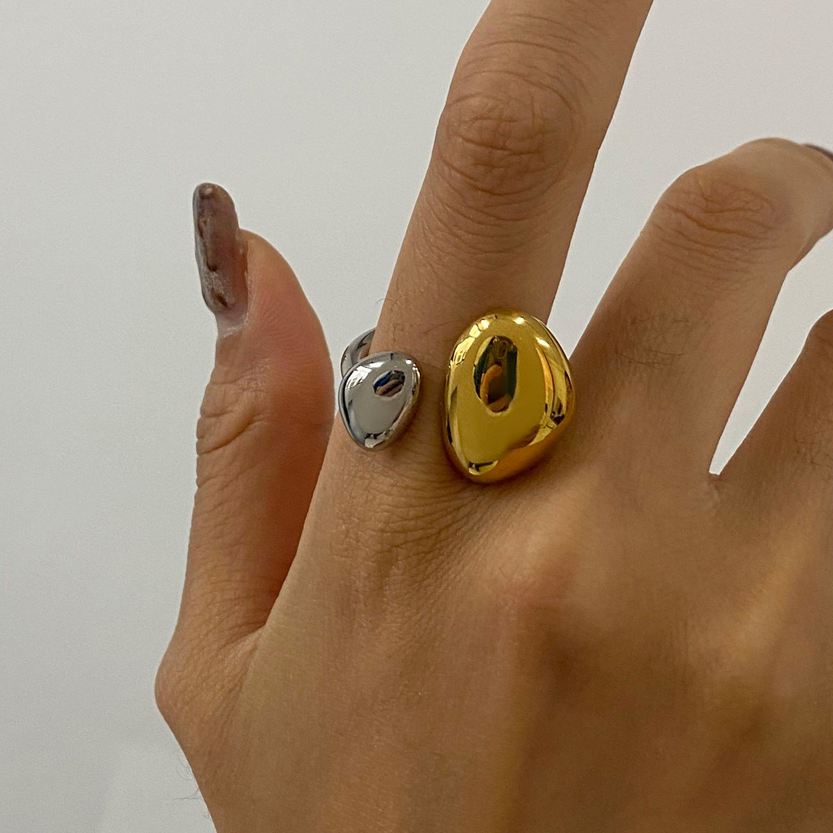 Stainless Steel Color Matching Water Drop Ring Niche Ring Titanium Steel Bracelet Rings