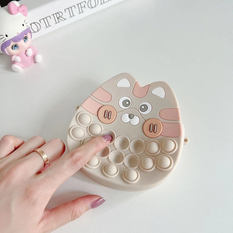 Unisex Silica Gel Animal Sweet Round Zipper Coin Purse