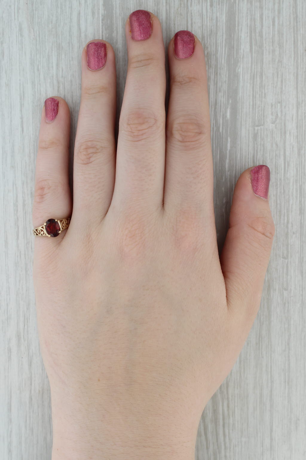 1.38ct Oval Garnet Solitaire Ring 10k Yellow Gold Size 6.5
