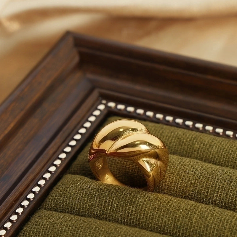 Casual Minimalist Solid Color Titanium Steel 18K Gold Plated Plating Rings