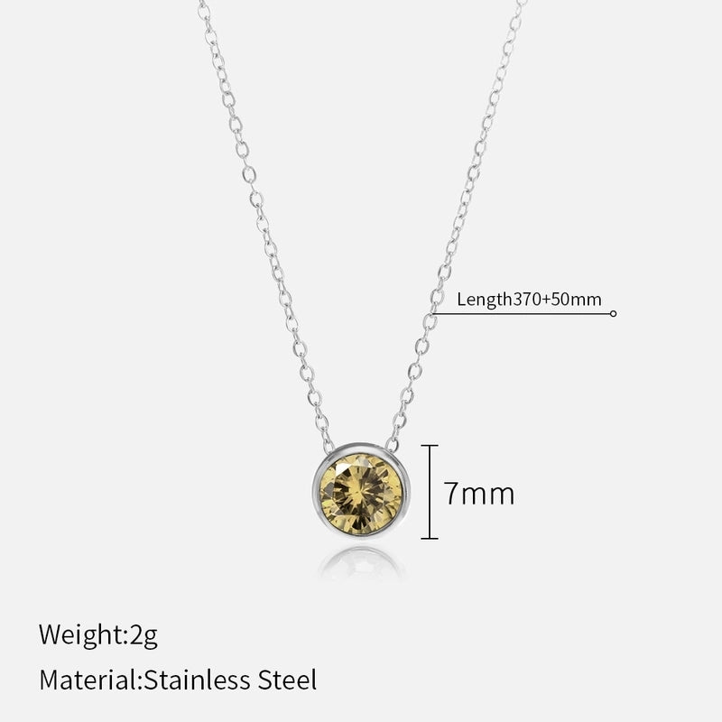 Minimalist Round 304 Stainless Steel Rhinestones Plating Stainless Steel Necklaces