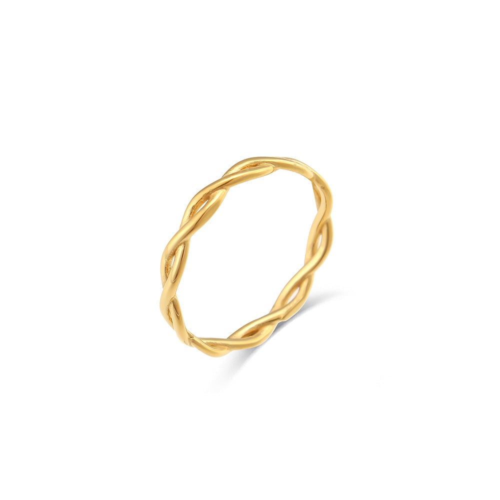 Women Fashion Circle Geometric Stainless Steel 18K Gold Plated Rings
