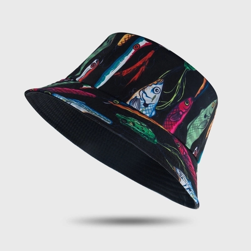 New Fisherman Hat Personality Simple And Colorful Wild Flat Top Double-sided Can Wear Basin Hat