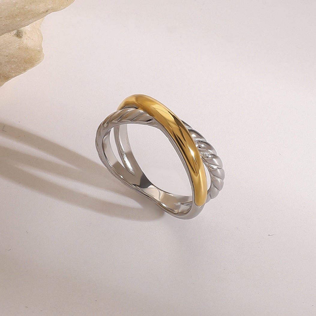Stainless Steel Twist Geometric Ring Niche Ring Titanium Steel Bracelet Rings