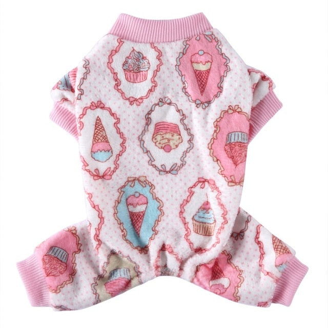 Warm Printed Dog Cat Jumpsuits Pajamas
