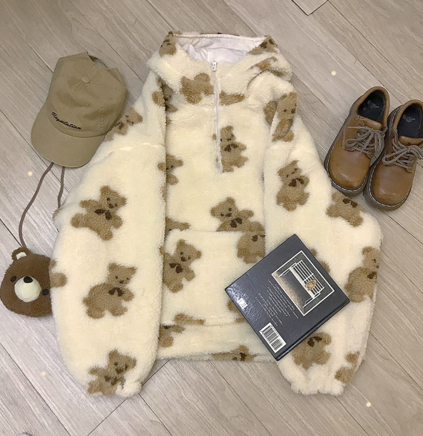 unzzy bear print coat KF50052