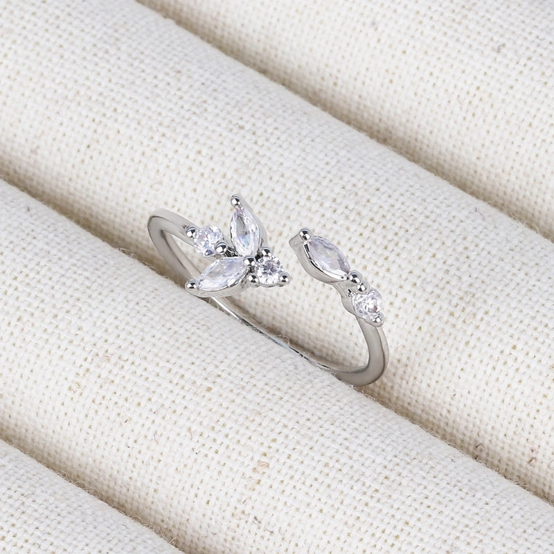 Copper 18K Gold Plated Inlay Geometric Zircon Open Rings