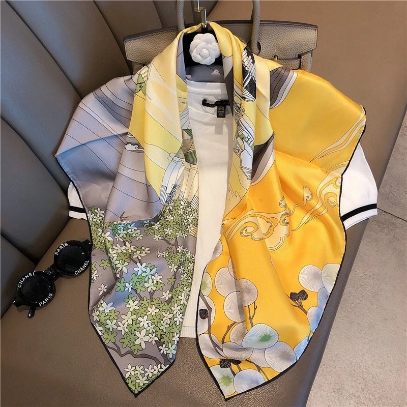 Women's Elegant Minimalist Printing Silk Printing Silk Scarf
