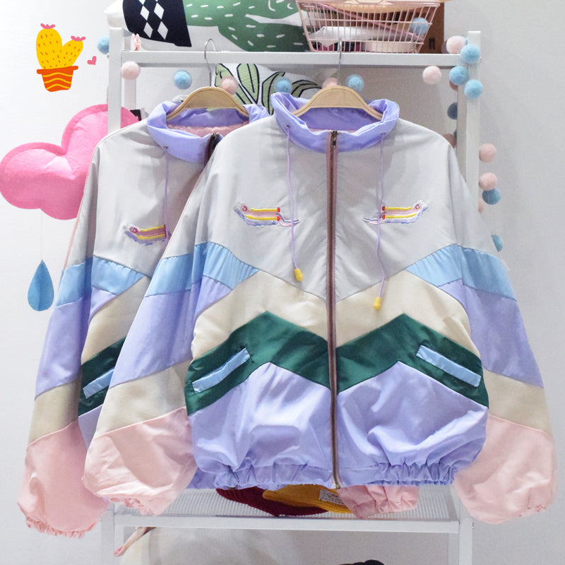 Pastel stitching jacket KF9335