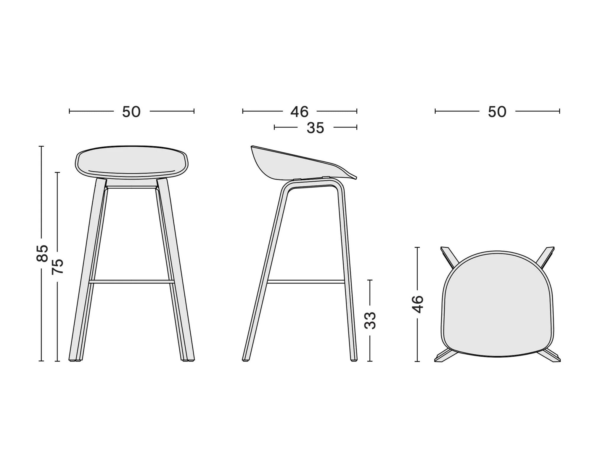 About A Stool AAS32 HIGH Bar Stool (75cm)