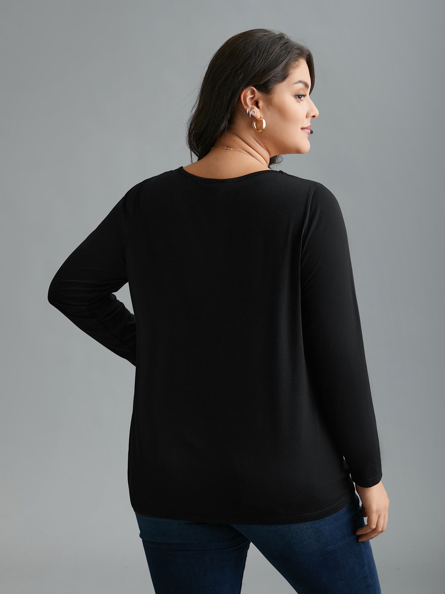 Asymmetrical Neckline Long Sleeve T-shirt