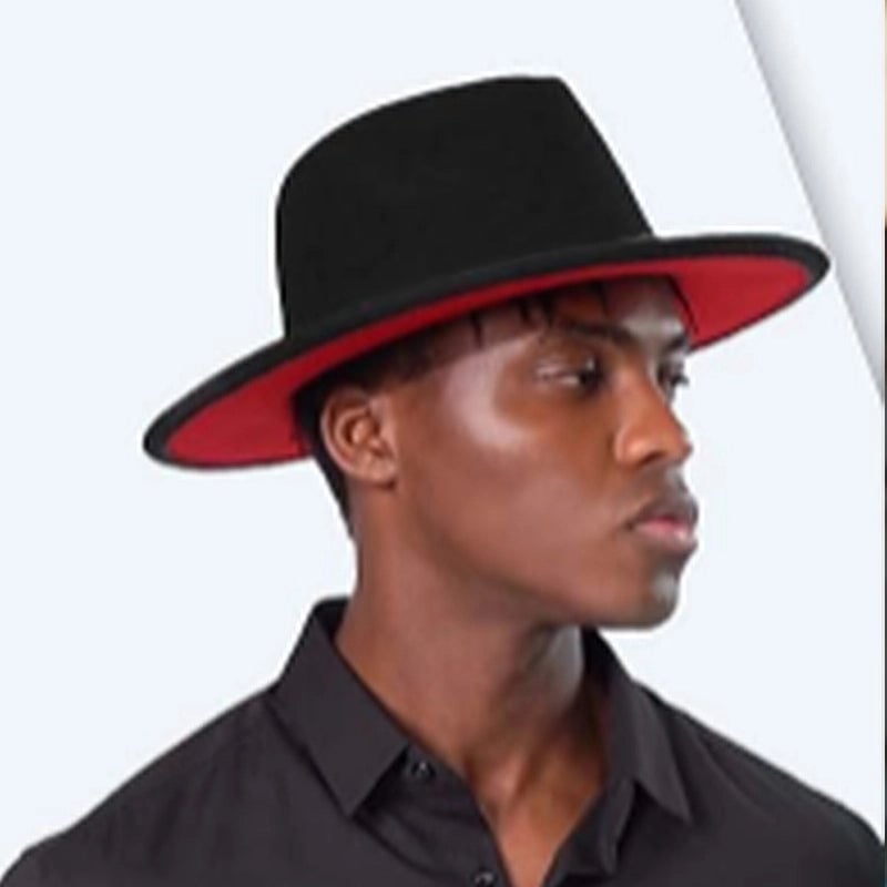 Hot Sale Woolen Hat Fashion Double-sided Color Matching Hat Men And Women Flat Brim Jazz