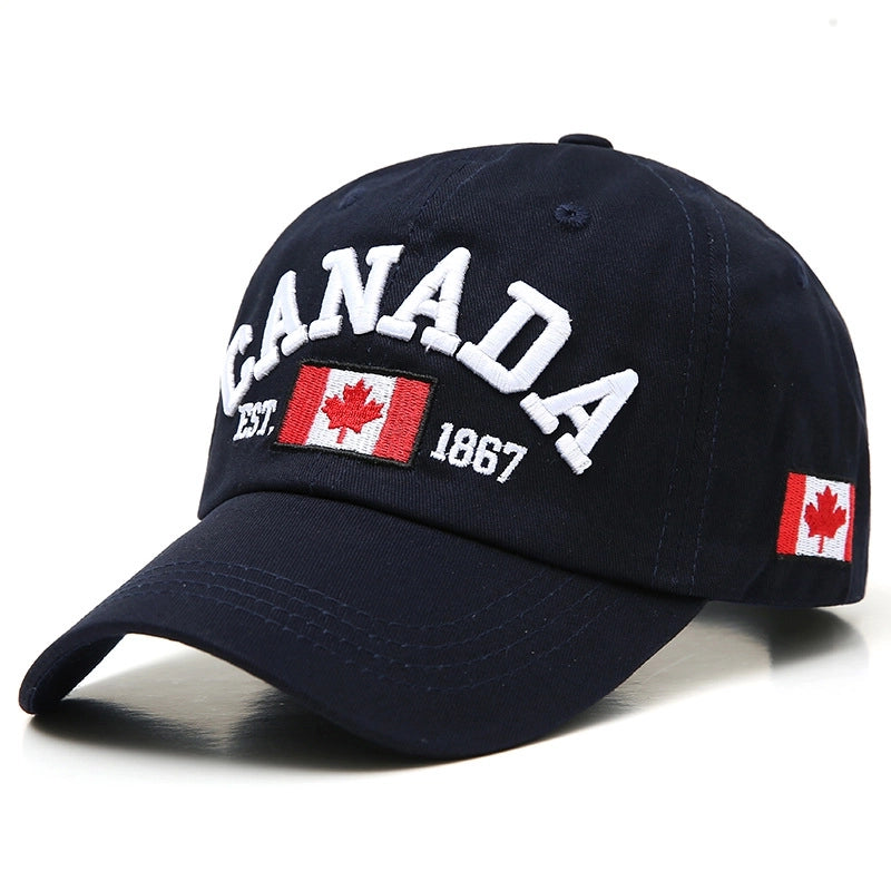 Unisex Casual Letter Maple Leaf Embroidery Curved Eaves Baseball Cap