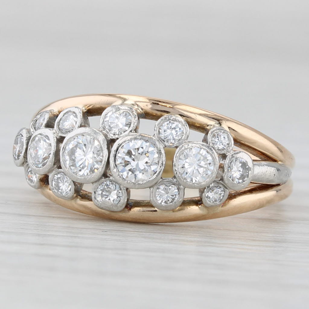 0.80ctw Diamond Cluster Ring 18k Yellow Platinum Size 7