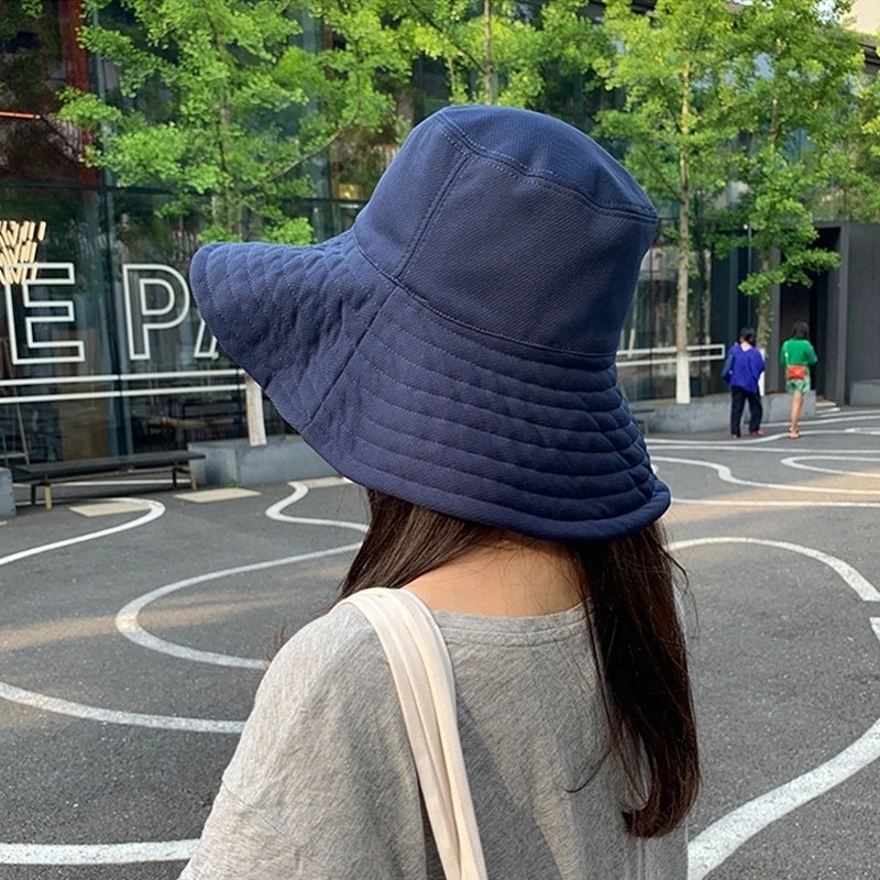 Women's Vacation Solid Color Big Eaves Bucket Hat