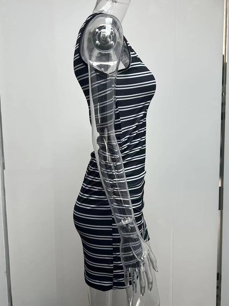 Striped Round Neck Dress(8 Colors)