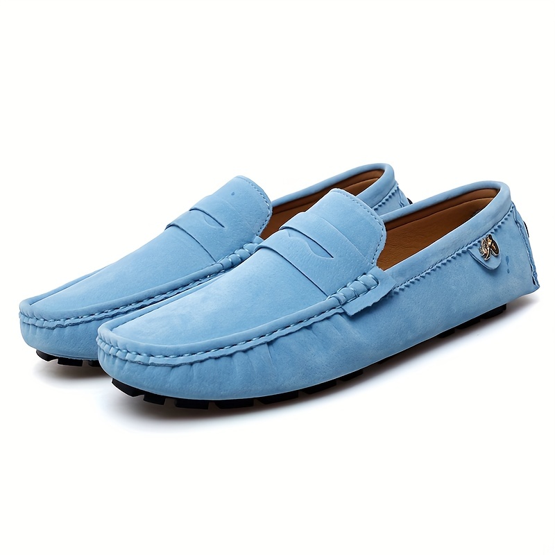 Cricsblue ugg Men Moccasins Penny Loafer ShoesD riving Shoes Comfy Non-slip Slip on Faux Suede Shoes Footwear Metal Statue Lazy Beanie Shoes