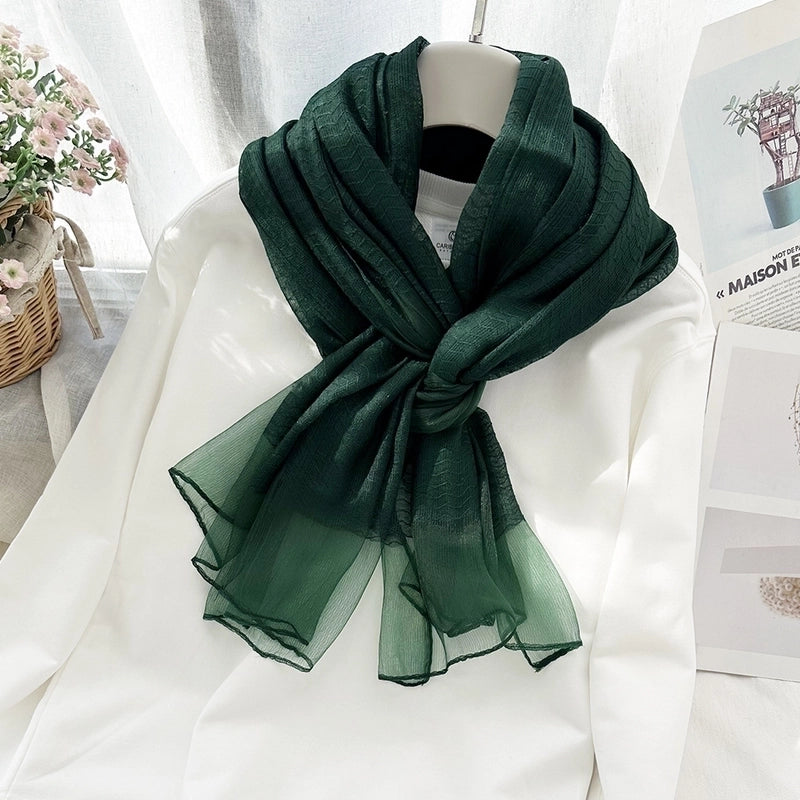 Women's Elegant Sweet Color Block Silk Silk Scarf