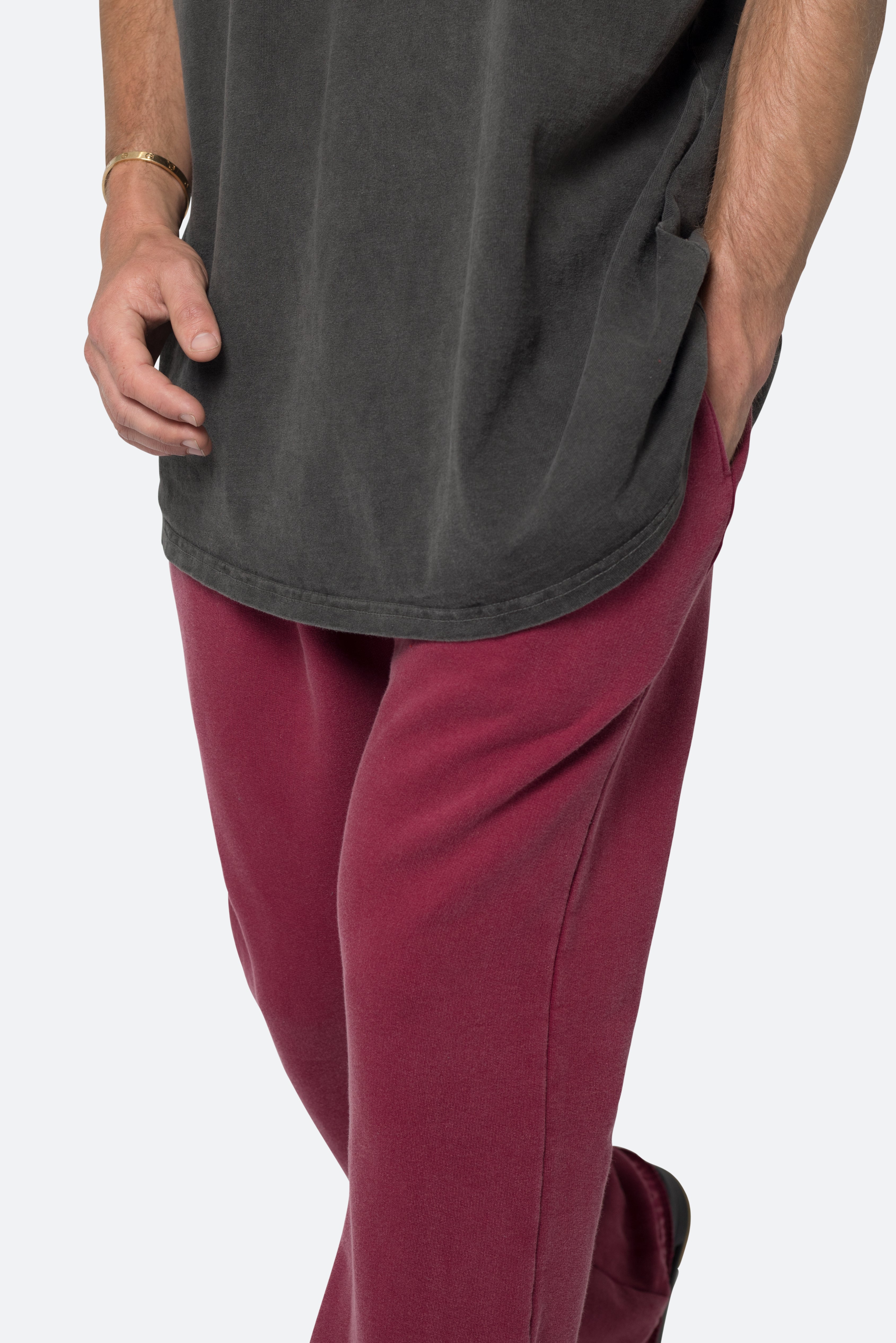 Washed Flare Sweatpants - Magenta