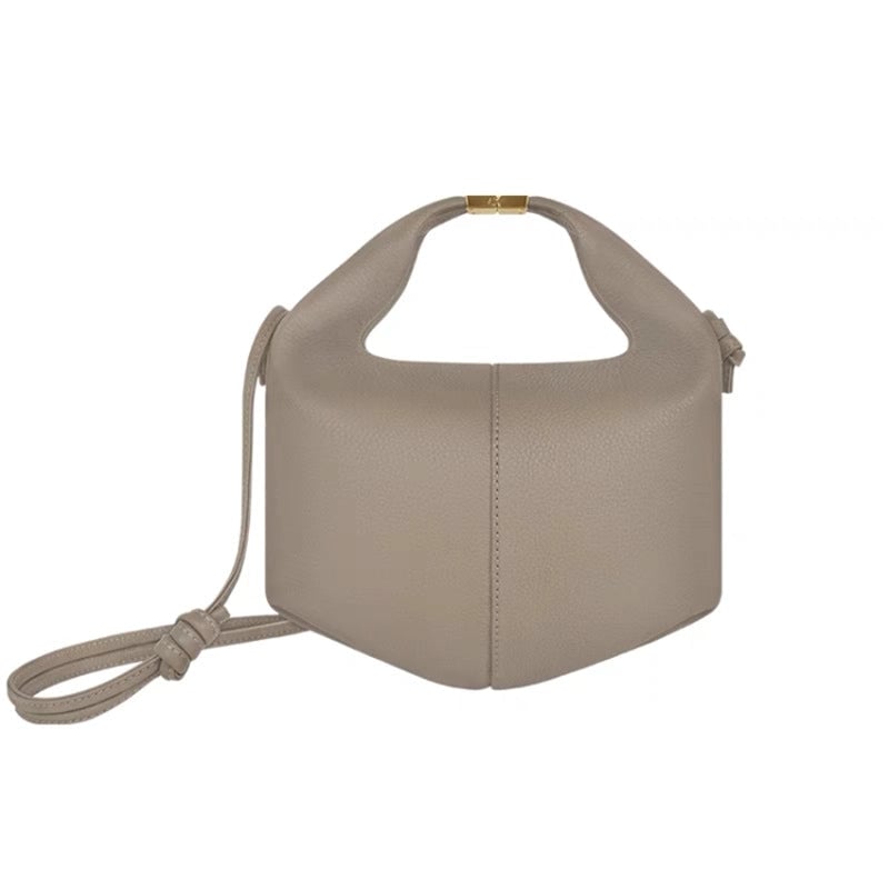 Women's Mini Leather Solid Color Elegant Basic Dumpling Shape Magnetic Buckle Tote Bag