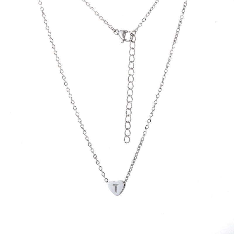 Stainless Steel Titanium Steel 18K Gold Plated Minimalist Letter Heart Shape None Pendant Necklace