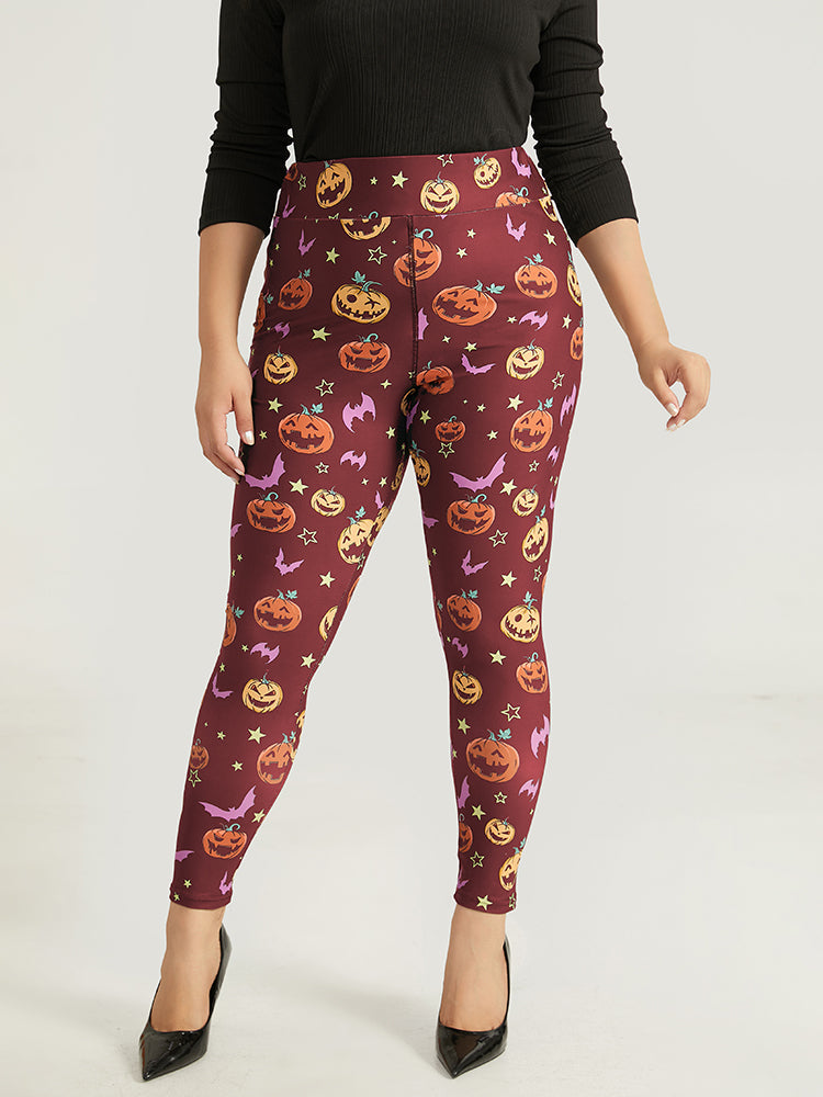 Halloween Graphic Wideband Waist Leggings